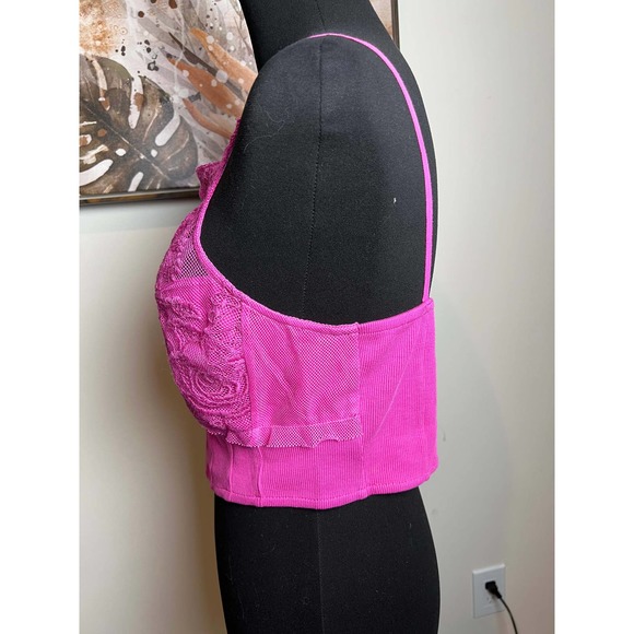 Free People “Have My Heart” Cropped Tank Top Raspberry Sorbet M - Picture 7 of 13